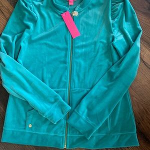 Lilly Pulitzer Evanna Velour zip-up jacket large